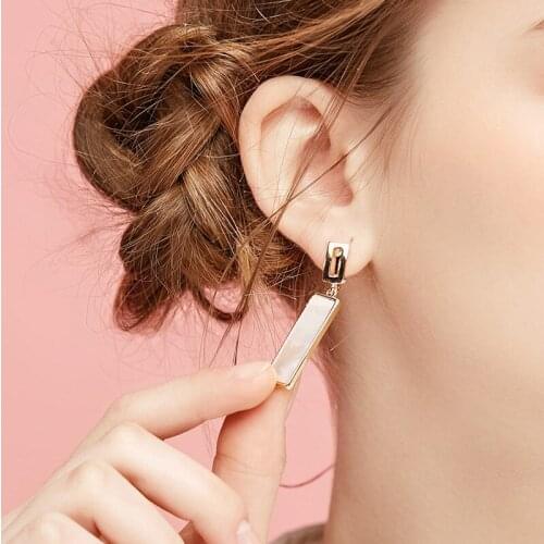 2021 New Fashion Simple Long Earrings Square Temperament Resin Net Red Ins Cold Wind Earrings Women