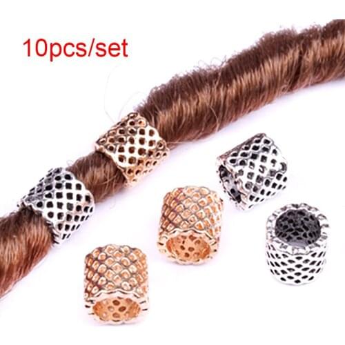 10pcs/pack Alloy Hair Braid Dread Dreadlock Beads Rings Tube Approx 6mm Inner Hole Jewelry