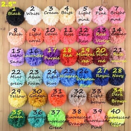 100pc/lot 6CM Chiffon Flower Without clips Chiffon Hair Flower for Girls hair accessories headbands 40 color U Pick UP