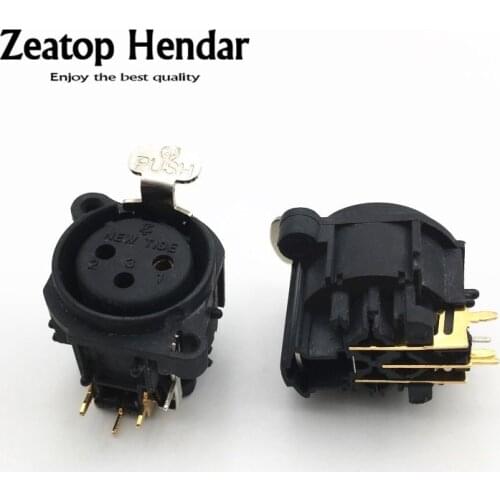 2Pcs Gold XLR 3Pin Female Socket Right Angle Chassis PCB Panel Connector for MIC Stage Audio Device