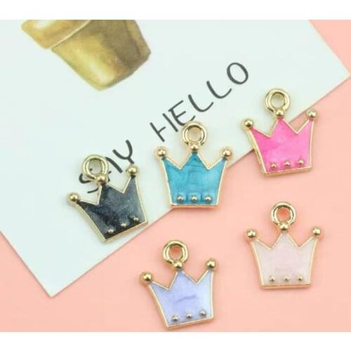 20pcs/Lot Crown 10*11mm Diy Design for Jewelry Making Earring Bracelet or Necklace Handmade Enamel Charms