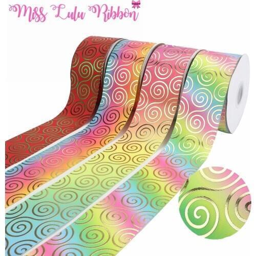 3 "75mm Swirl Dot Print Gradients Satin Ribbon DIY Gift Wrapping Birthday Party Decoration Hair Knot 50 Yards /Roll