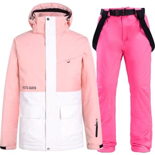 -30 New Womens Ski Jackets + Strap Snow Pants Bib Snow Suit Sets Snowboard Clothing Waterproof Costumes Winter Outdoor Wear