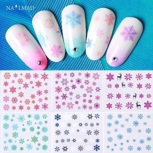 30pcs White Snowflake Nail Sticker Christmas Polish Decals Slide Xmas Winter Tools Nail Art Decorations