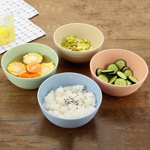 4 Pcs/Pack Cereal Bowls Wheat Straw Fiber Lightweight Unbreakable Set Dishwasher Microwave Safe For Rice Soup Bowls