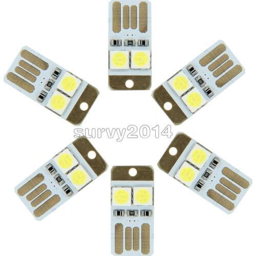 5PCS Super Mini USB LED Night Light White Model Double Sided Pluggable Power Supply Lamp Bulb Led Keychain Portable New