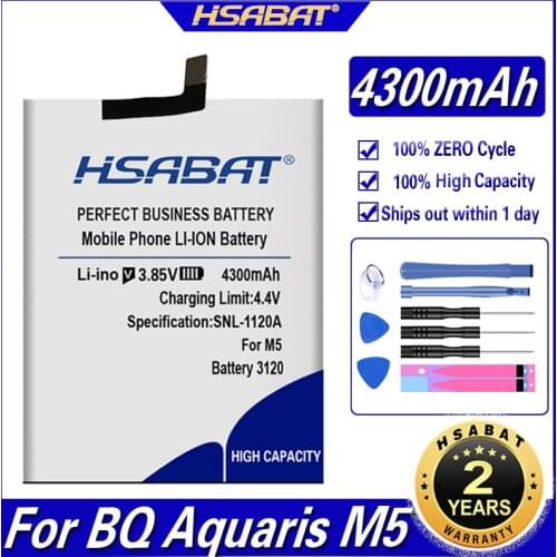 HSABAT 4300mAh BQ Battery 3120 High quality battery For BQ Aquaris M5 Battery