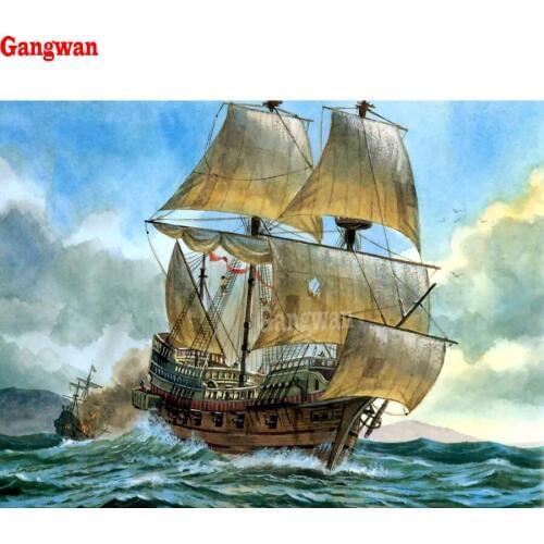 5D DIY Full square Drill Diamond mosaic sea Ocean Ship Diamond Painting Caribbean Cross Stitch Embroidery Rhinestones Kits Decor