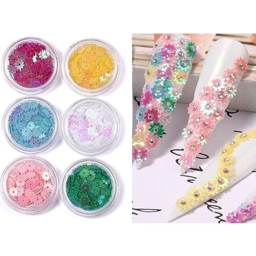 Star Moon Nail Glitter Sequins Holographic Laser Nail Art Paillette Manicure Decorations 6pcs/set Nail Art Glitter Accessories