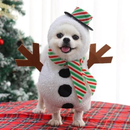 Large dog pet supplies dog Christmas cat clothes fall and winter clothing Funny snowman standing turned installed pet clothes