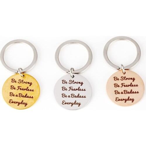 Stainless Steel Keychain Be Strong Be Fearless Be A Badass Pendant Anime Key Chain Accessories Cute Nightmare Before Christmas