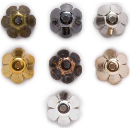 50 Piece Six Petal Flower Beads Cups Bulk End Spacer Charms Bead Caps Connectors Findings DIY Accessories Jewelry Making 10.5mm