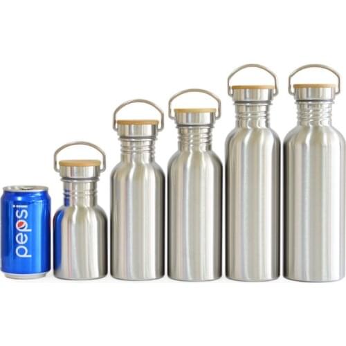 BPA Free Stainless Steel Water Bottle Bamboo Lid Sports Flask Leak-proof Food Jar for Travel Yoga Cycling Hiking Camping