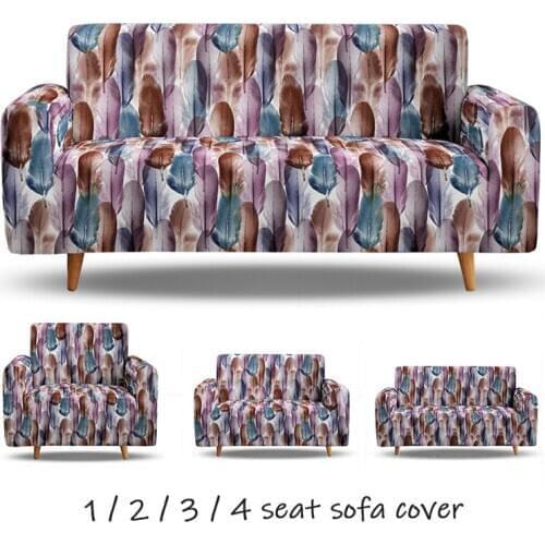 Feather printing Stretch Sofa Cover for Living Room Armchair Sofa Slipcover Elastic Couch Cover Case 1 2 3 4 Seater
