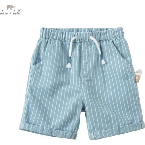 DBX17901 dave bella summer baby boys fashion cartoon striped pants children kneel length kids pants infant toddler trousers