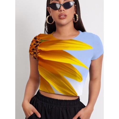 3d Tshirt Sunflower T shirt Women Blue Sky Tshirts Casual Harajuku Tshirt Printed Short Sleeve Summer New Style Vintage
