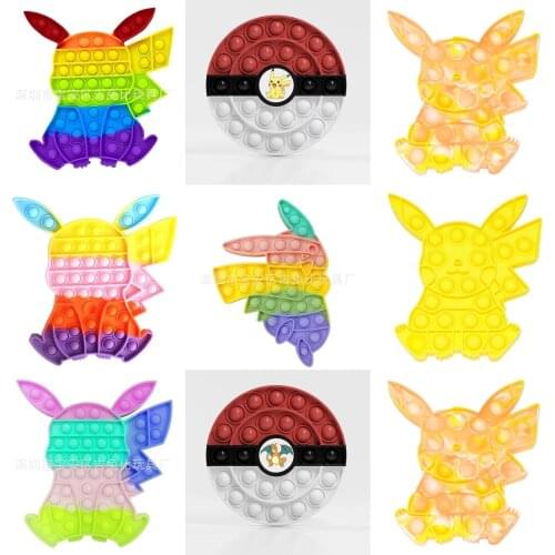 Pokemon Pop Fidget Reliver Stress Rainbow Push Bubble Antistress Toy Sensory to Relieve Autism pikachu anime fidget toys Gift