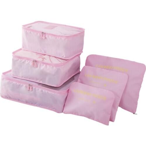 Korean Style Portable Durable Eco-Friendly 6 Pcs/Set Square Travel Home Luggage Storage Bags Clothes Organizer Pouch Case