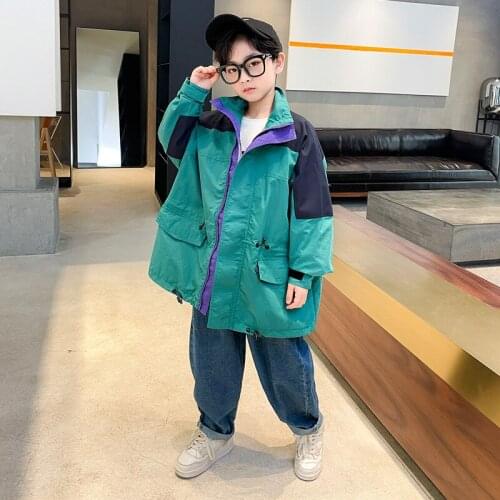 Children Contrast Color Cargo Jacket Kids Casual Sport Spring Autumn Outerwear Teens Boys Fashion Loose Windbreaker 10 11 12 13y