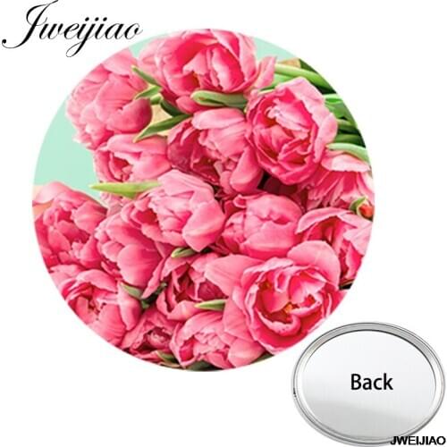 Youhaken Flowers Photos Printed Mini One Side Flat Pocket Mirror Smooth Compact Portable Simple Gift Makeup Vanity Hand Mirrors