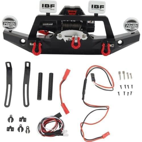 Metal Front Bumper with 3CH Winch Led Light for 1/10 RC Crawler Axial SCX10 90046 SCX10 III TRAXXAS TRX4 Upgrade Parts