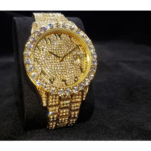 MISSFOX Arabic Numerals Mens Gold Watches Luxury Dial Brand Man Watch Stainless Steel Water Resistant Quartz Wristwatches Male