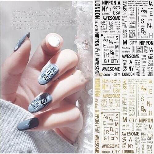 Exhibition New Nail Sticker English Letter Nail Sticker 3D All-match Phototherapy Nail Sticker Nail Art Stickers Water Transfer