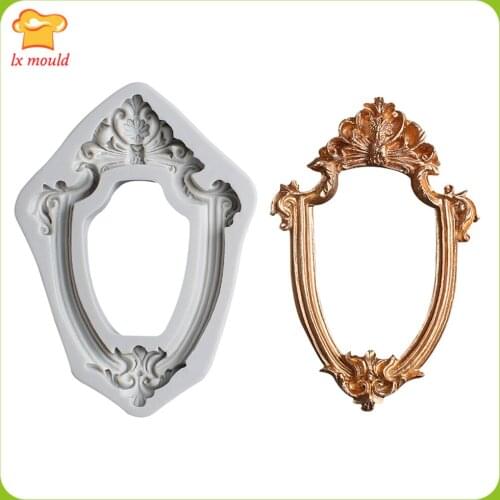 New European Fondant Silicone Mold Mirror Photo Frame