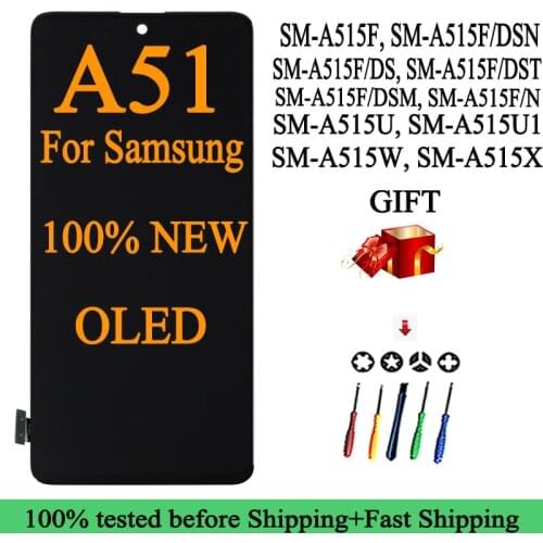 100% New SM-A515F/DSN/DS/DST/DSM/N/U/U1/W/X Original AMOLED For Samsung Galaxy A51 LCD Display Touch Screen Digitizer With Frame