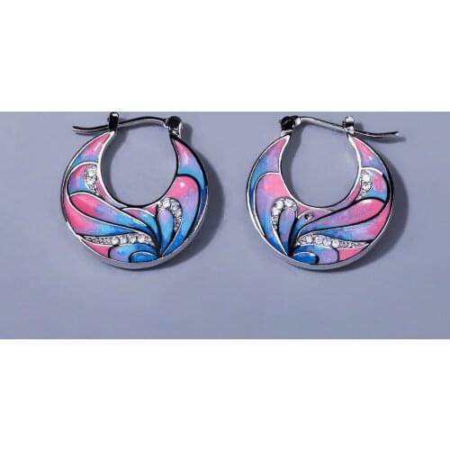 New Style Ladies 925 Silver Earrings Flower Pendant Earrings Fashion Jewelry Handmade Enamel Painted Ladies Earrings Jewelry