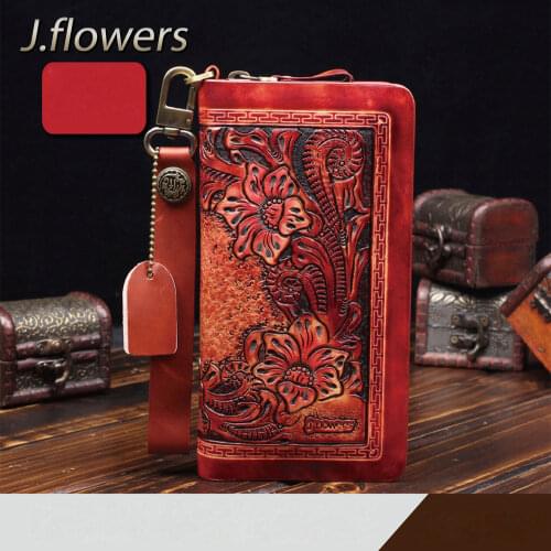 Original JFLOWERS Wallet JFA005 High Quality Handmade Hand-drawn Purse Durable Convenience Moneybag Made by Top Layer Leather
