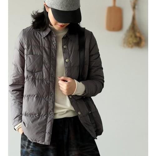 2021 Autumn Winter Vintage Shorts Female Down Outerwear Lightweight Women Down Coats Ultra Light White Duck Down Jackets