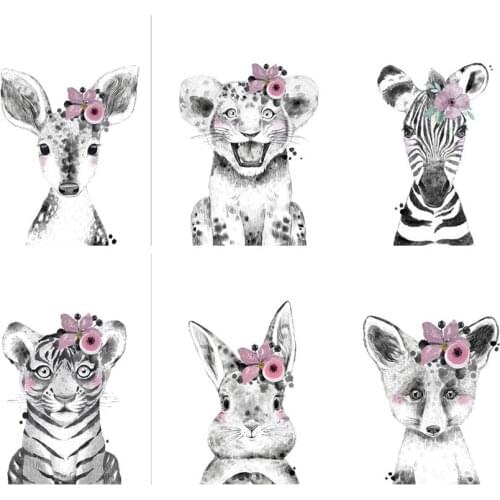Full Drill Diamond Painting Cartoon Animal Tiger Lion Zebra Diamond Mosaic Cross Stitch Kit Childrens Room Home Decoration Gift