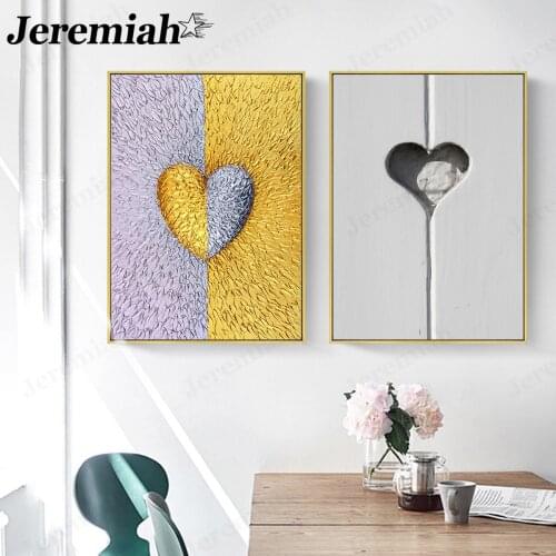 Simple Heart-Shaped Love Canvas Painting Creative Oil Painting Abstract Puzzle Poster Wall Art Nordic Living Room Home Decor