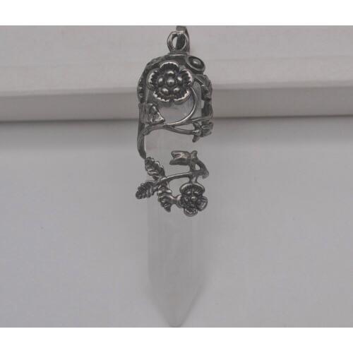 Clear Crystal Stone GEM Pillar Pendant Flower Plants Jewelry S234