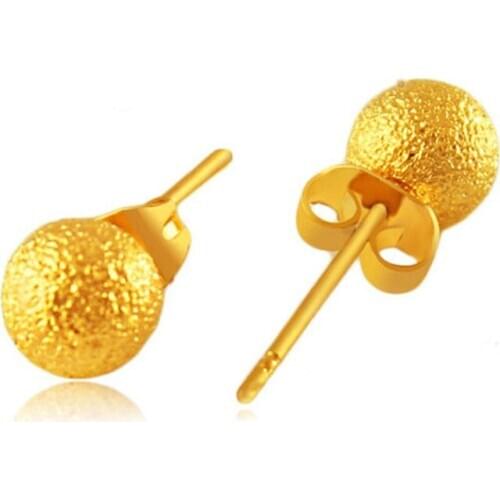 1pair Gold color Solid Bead Ball Stud Earrings For Women Minimalism Earrings Statement Fine Jewelry Pendientes