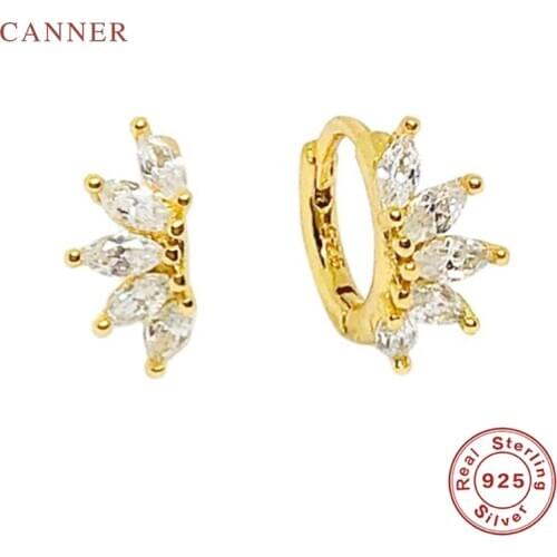 CANNER Ins Geometric Horseeye Earrings For Women S925 Sterling Silver Earrings Hoops Zircon Fine Jewelry Korean Pendientes