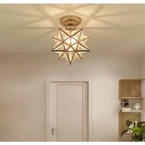 Nordic Pentagram Corridor Aisle light Modern Golden Entrance Balcony Cloakroom Star Ceiling Lights Dining Room Kitchen Lamp Deco