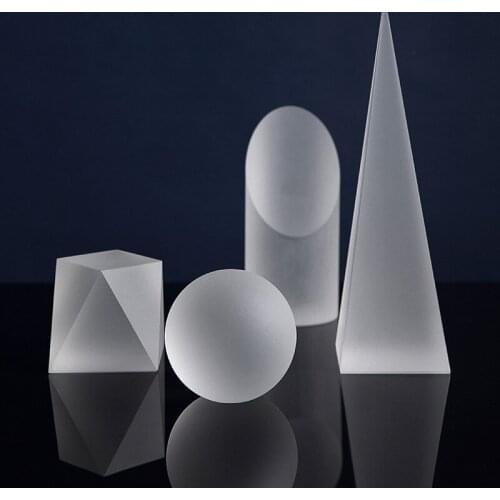 Nordic Simple Geometric White Frosted Crystal Figurine Modern Transparent Crystal Artifact Desk Decorative Ornaments Home Decor