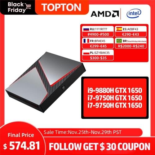 Toptop Hot Gaming Mini PC Core i9 9980HK i9 9880H i7 9750H Nvidia GTX 1650 4GB Game Desktop 64GB RAM 2TB SSD Windows 10 DP HDMI