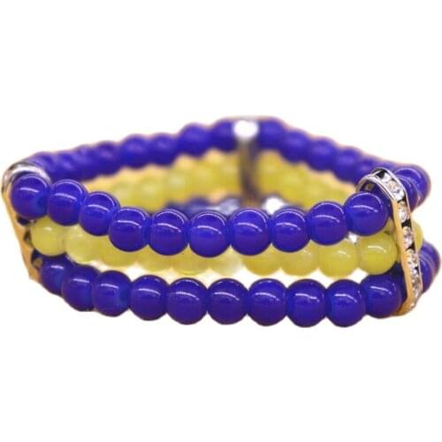 Three Layers Blue Yellow Glass Beaded Sorority Sigma Gamma Rho Organization Sign Bracelets