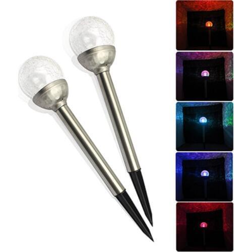 Solar Stainless Steel Lawn Light Outdoor Waterproof Garden Crack Ball Glass Lamp Solar Lamp For Home Yard IP65 Outdoor Light