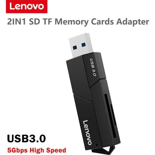 Lenovo D204 USB 3.0 Card Reader 2TB 5Gbps High Speed Transmission 2 In 1 SD TF Memory Cards Adapter for Computer Laptop
