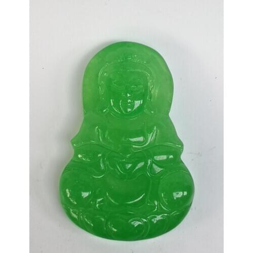 YIZHU CULTUER ART Beautiful China Jadeite Jade Carving Avalokitesvara Necklace Pendant Decoration