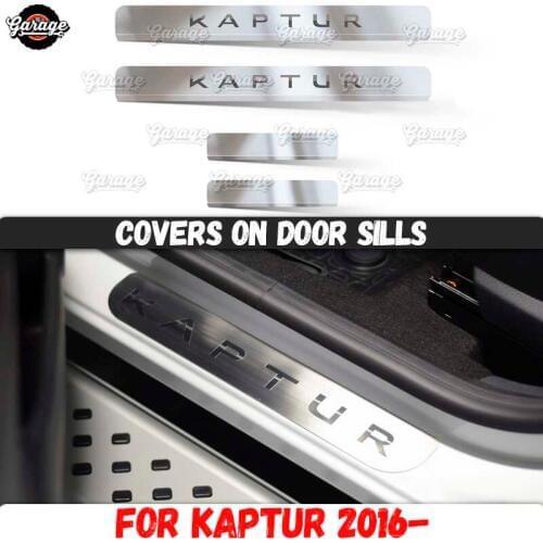 Guard covers on door sills for Renault Kaptur 2016- Stainless steel accessories protection interior molding car styling tuning