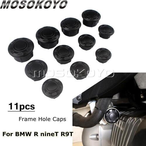1 Set Motorcycle Frame Plug Caps ABS Black Hole Cover Cap Guards For BMW R nineT 2014-2019 R9T