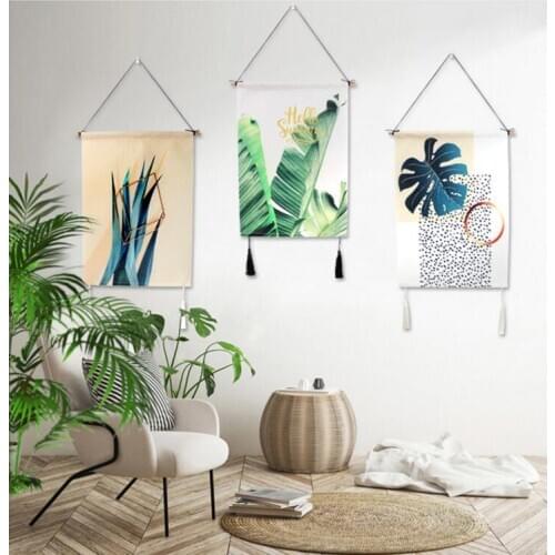 Green Plants Flamingo Cactus Tapestries Printed Calligraphy Flags Banners Hanging painting Home Decor Background wall decoration