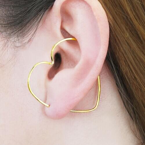 Heart Ear Cuff Ear Climber Handmade Earrings Gold Filled/925 Silver Jewelry Oorbellen Minimalist Earrings For Women