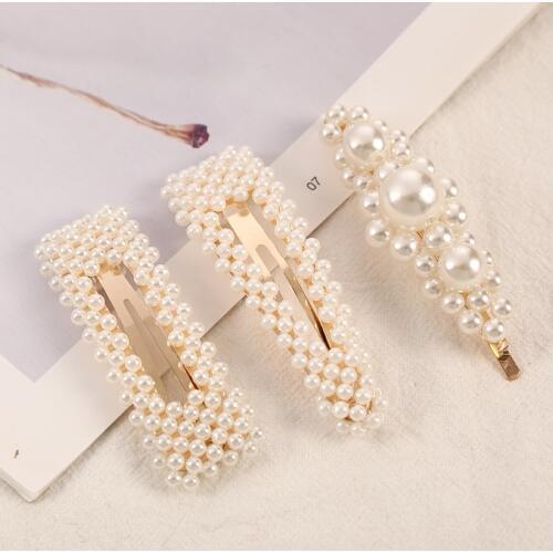1 PC Woman Elegant Geometric Pearl Hairpins Korean Style Hair Clips Alloy Barrettes Girls Hair Accessories Hair Grips Headwear