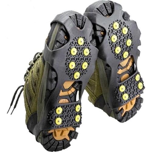 1 pair 10Stud S M L Non Slip Snow Shoe Spikes Winter Anti Slip Ice Grips Cleats Crampons Climbing Outdoor Shoes Cover Crampons